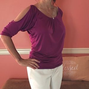 Express cold shoulder beautiful plum top blouse